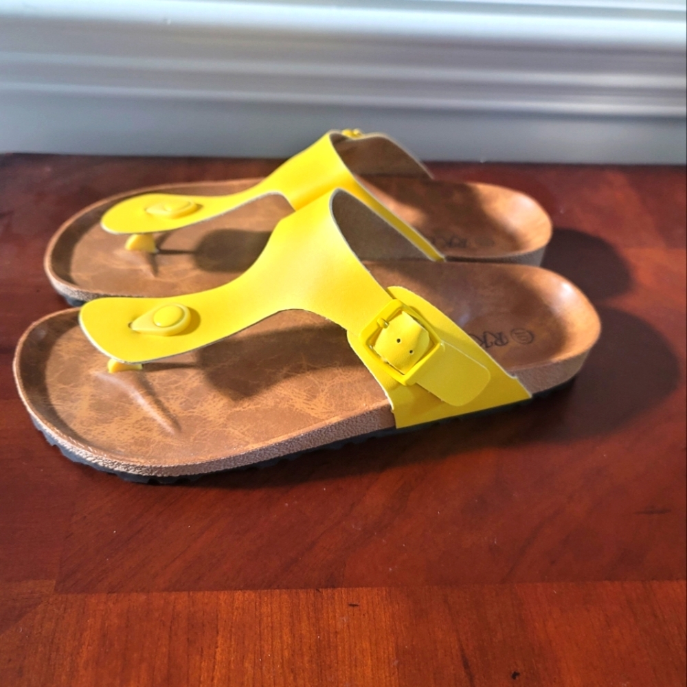 RK Collection Thong Sandals Cork Bottom Yellow Sz-10